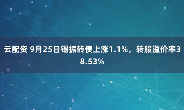 云配资 9月25日锡振转债上涨1.1%，转股溢价率38.53%
